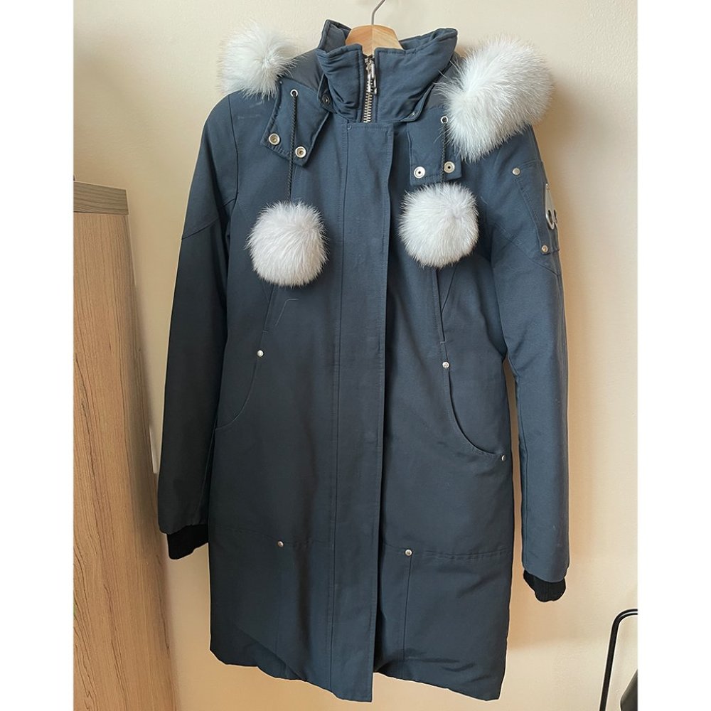 MOOSE KNUCKLES Women's Parka Long Down Jacket_NAVY/WHITE FUR_SMALL